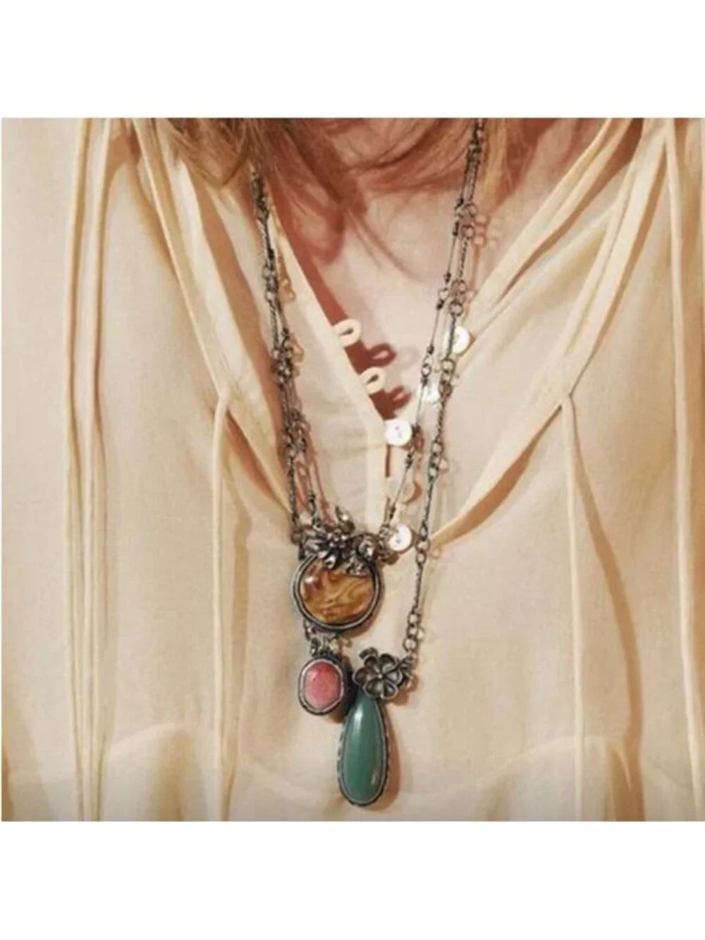 New! Zara Gunmetal Stack Necklace Set (3009) NWOT